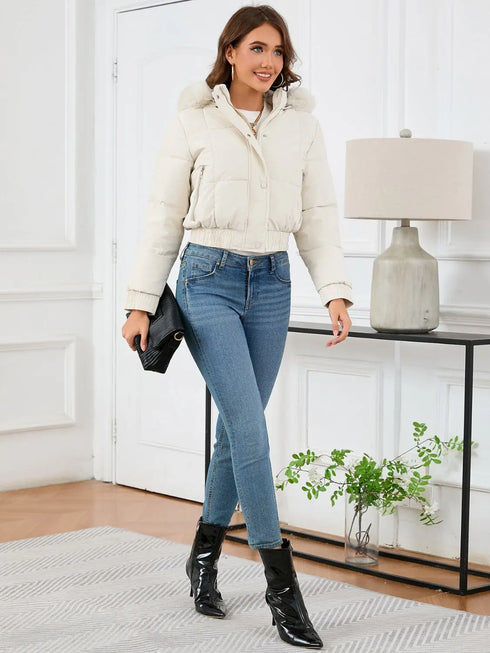 'Celandine' Hooded Cropped Coat - Celes Fashion